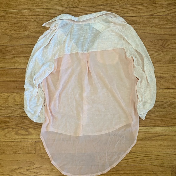 Eyelash Couture Half Button Shirt Women’s Medium Orange (Creamsicle)Sheer Back - Picture 3 of 8